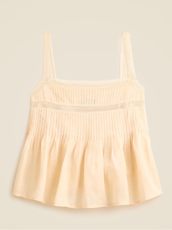 J. Crew Tops - J crew candle yellow Lace-trim tank top in ramie